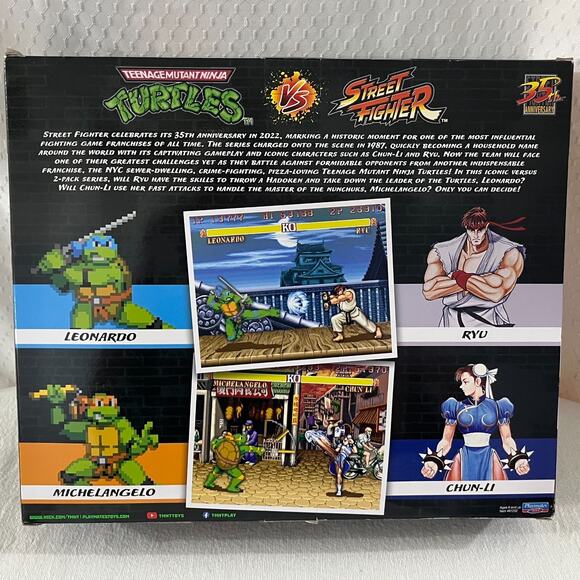 TMNT Ninja Turtles Street Fighter Michelangelo Vs Chun Li 2 Pack Action Figures - Picture 2 of 6